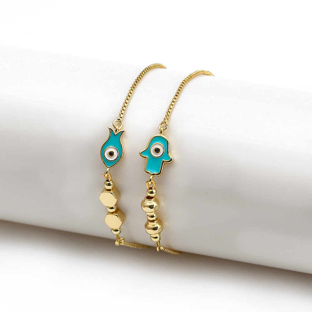 Gold Hamsa Evil Eye Bracelet