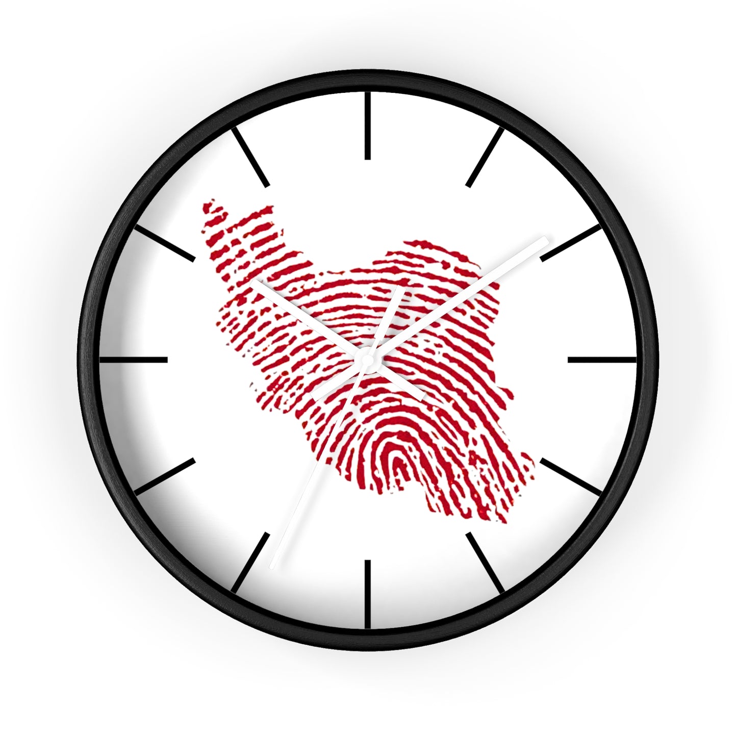 Iran Fingerprint Wall Clock – Red Iran Map Thumbprint Clock | Persian Pride Home Decor, Modern Silent Wall Clock