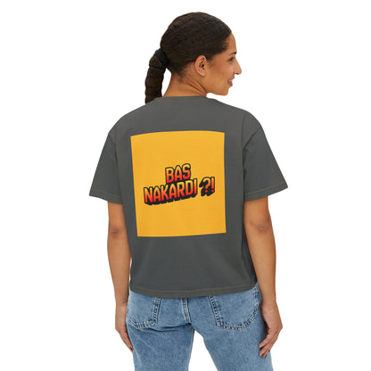 Bas Kon Iran !! / Bas Nakardi?! Graphic Women's Boxy Tee — Retro Pop Art Slogan Shirt