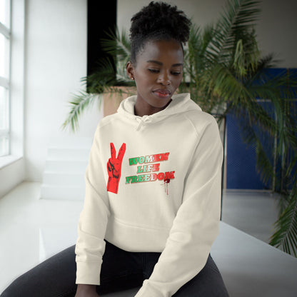 Peace & Freedom Hoodie — Red Victory Hand Graphic with "Now We Are Free" Text