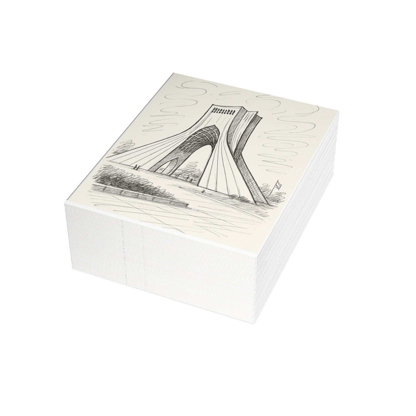 Azadi Tower Ink Line-Drawing Postcard Bundle (Envelopes Included)