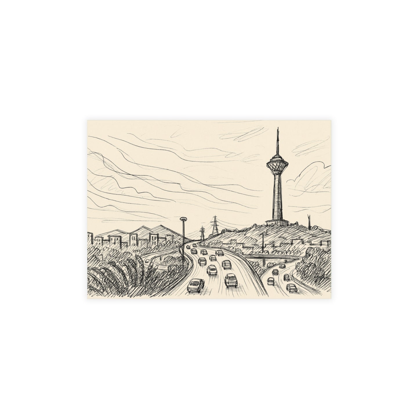 Tehran Milad Tower Postcard Bundle with Envelopes