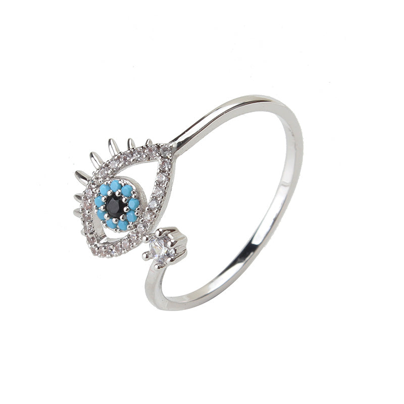 Silver Evil Eye Crystal Ring