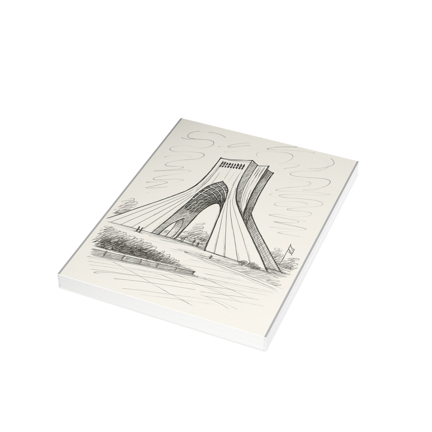 Azadi Tower Ink Line-Drawing Postcard Bundle (Envelopes Included)