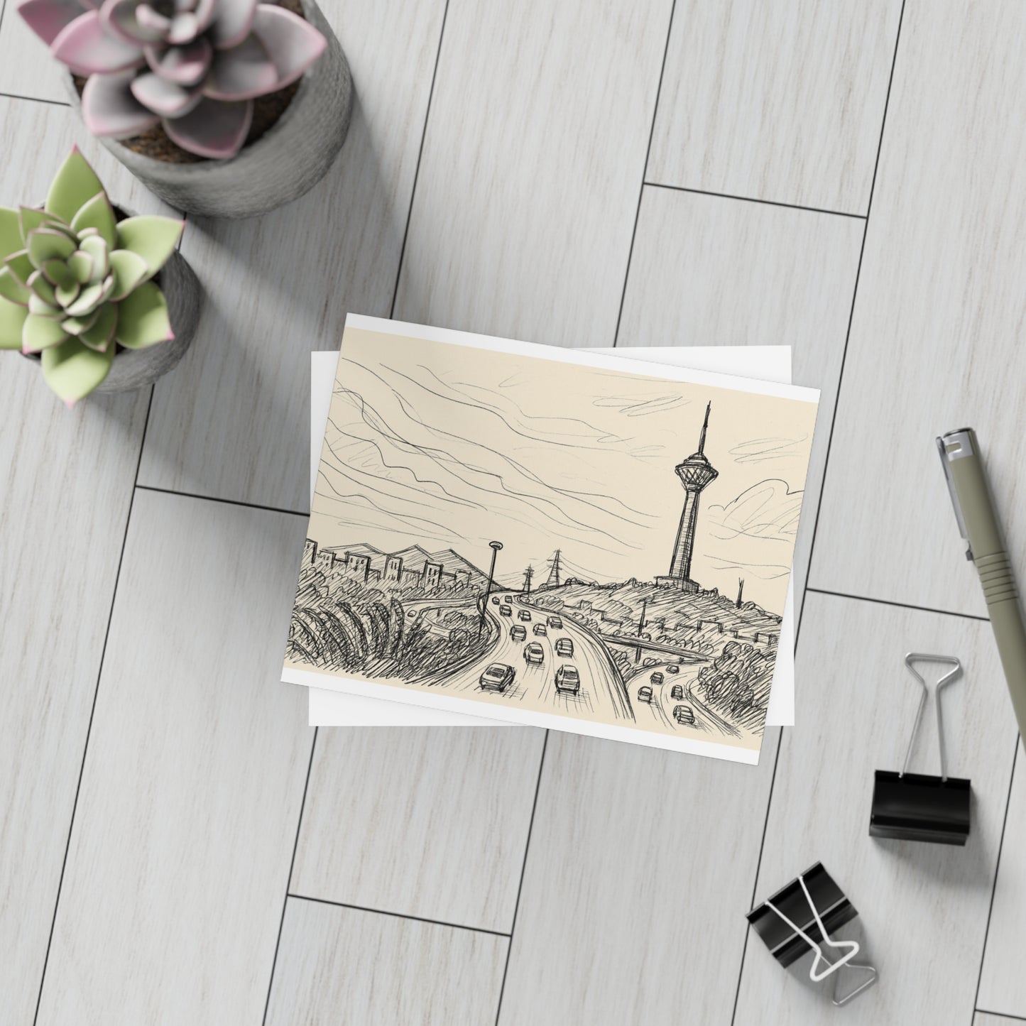 Tehran Milad Tower Postcard Bundle with Envelopes