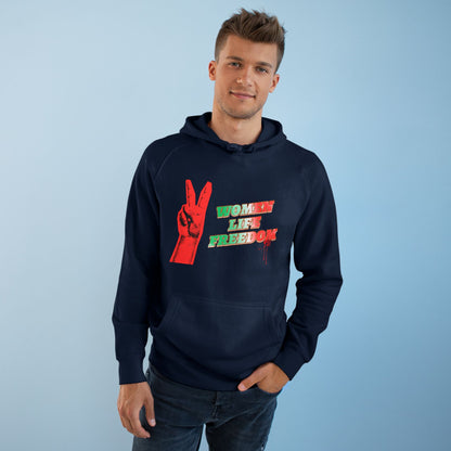 Peace & Freedom Hoodie — Red Victory Hand Graphic with "Now We Are Free" Text