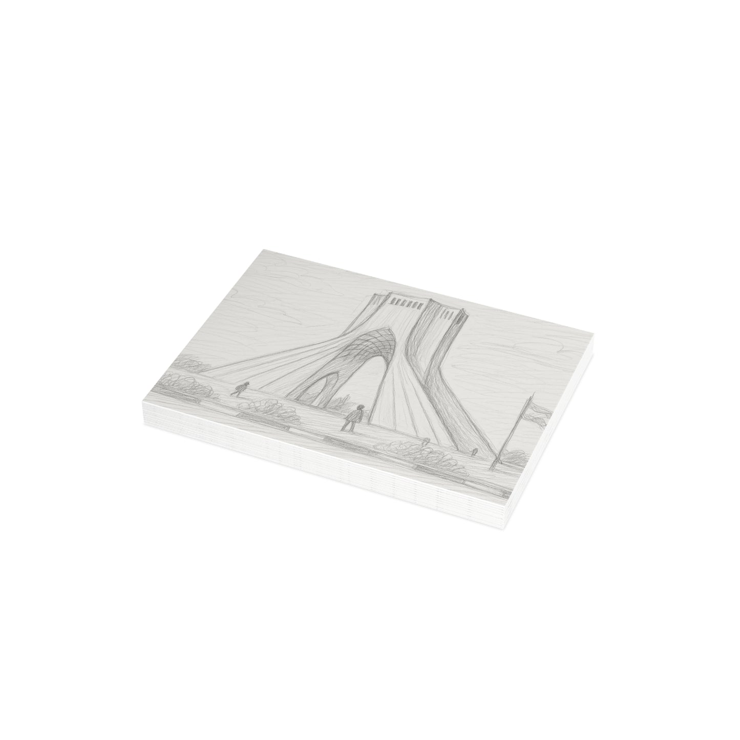 Azadi Tower Pencil Sketch Postcard Bundle with Envelopes