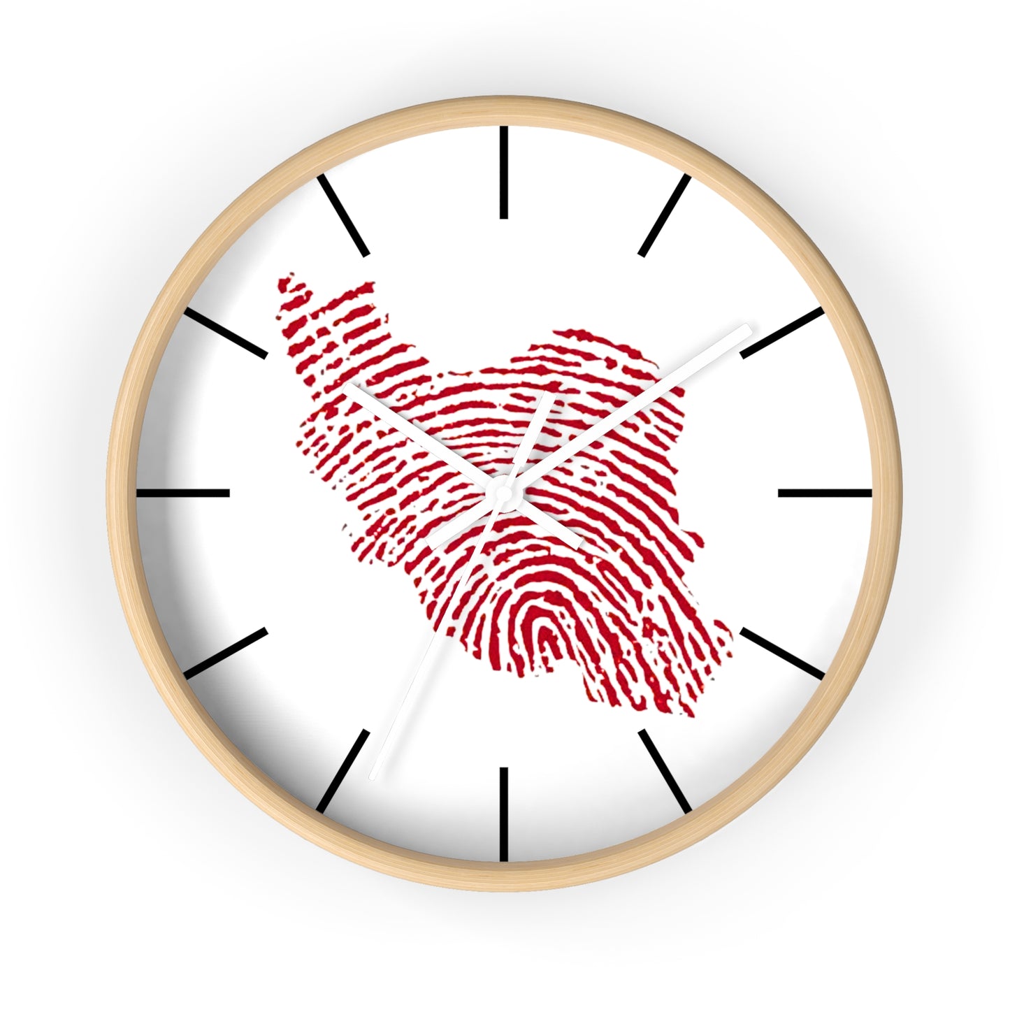 Iran Fingerprint Wall Clock – Red Iran Map Thumbprint Clock | Persian Pride Home Decor, Modern Silent Wall Clock