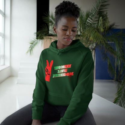 Peace & Freedom Hoodie — Red Victory Hand Graphic with "Now We Are Free" Text