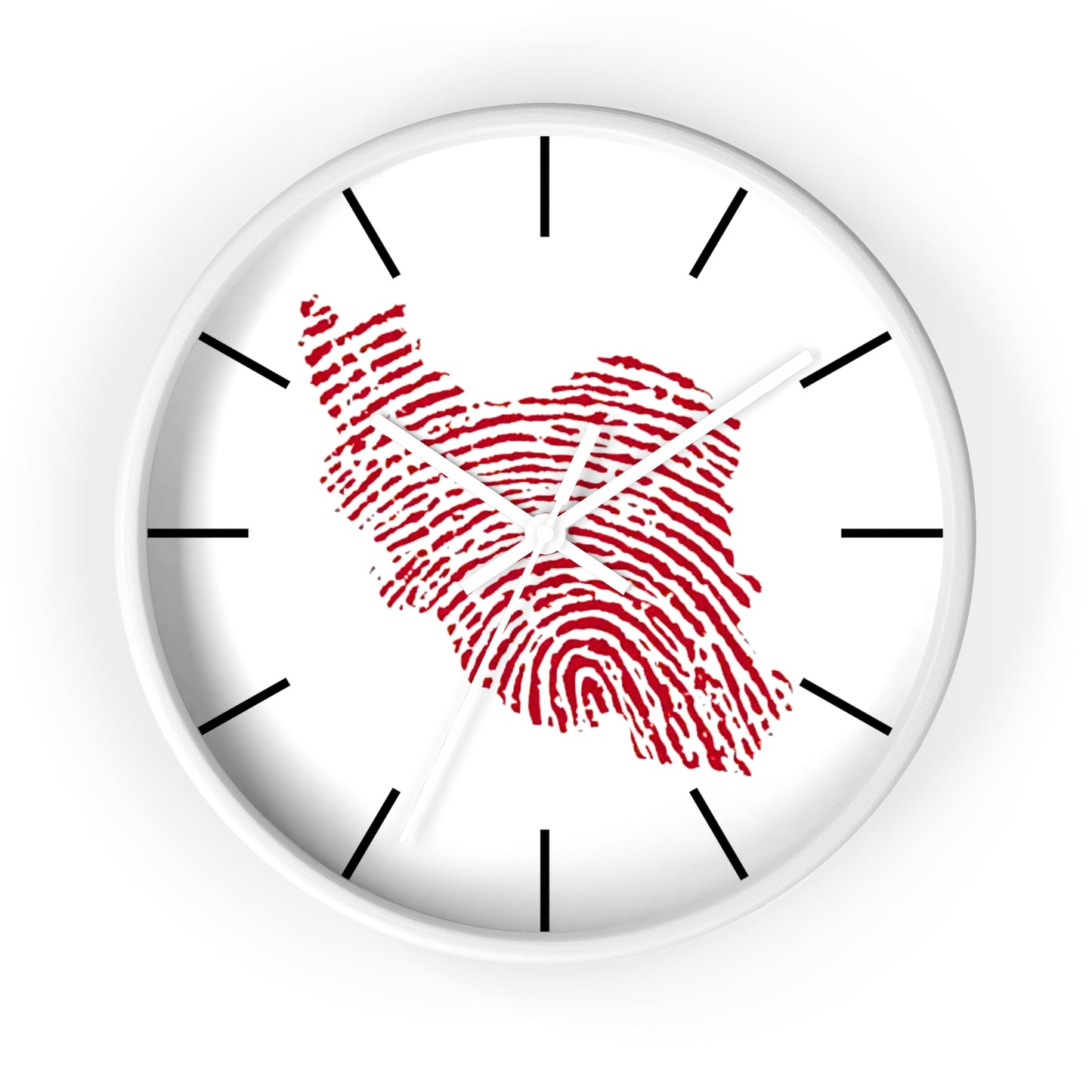 Iran Fingerprint Wall Clock – Red Iran Map Thumbprint Clock | Persian Pride Home Decor, Modern Silent Wall Clock