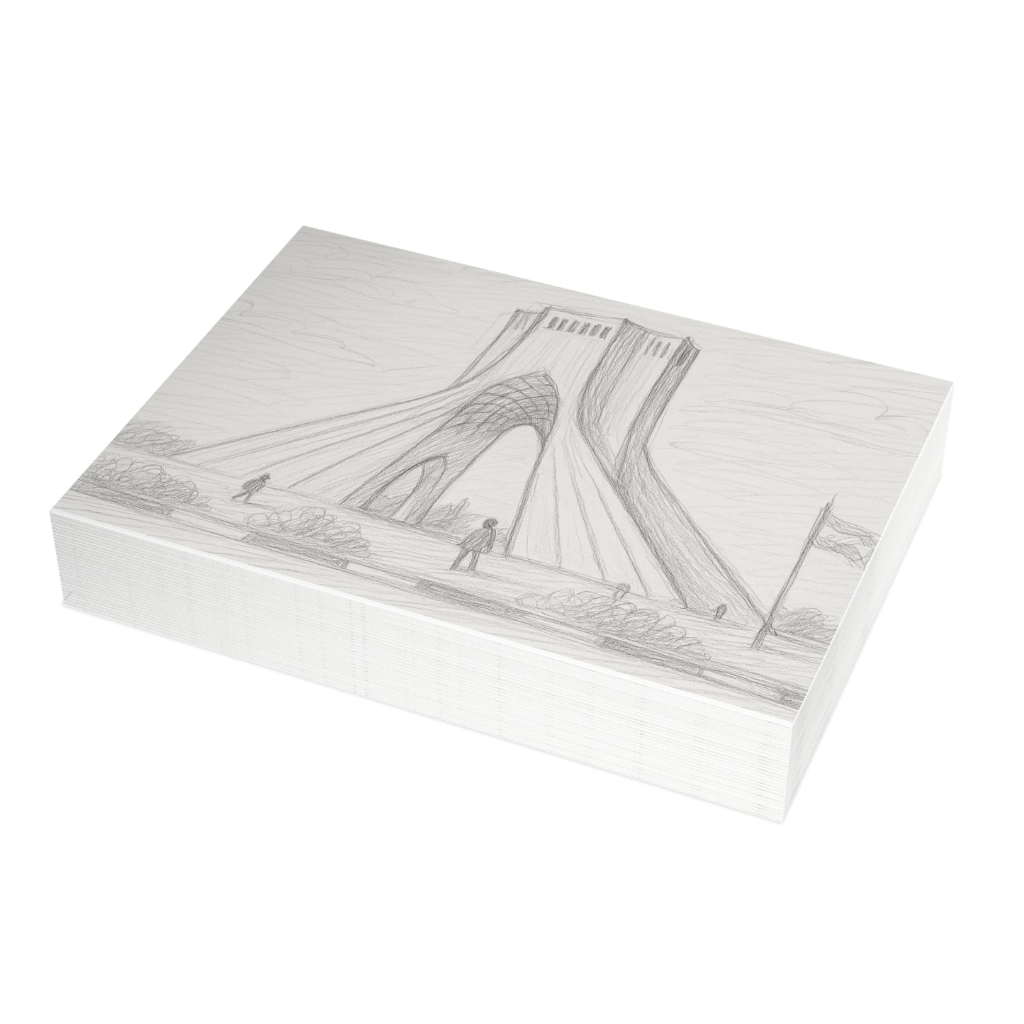 Azadi Tower Pencil Sketch Postcard Bundle with Envelopes