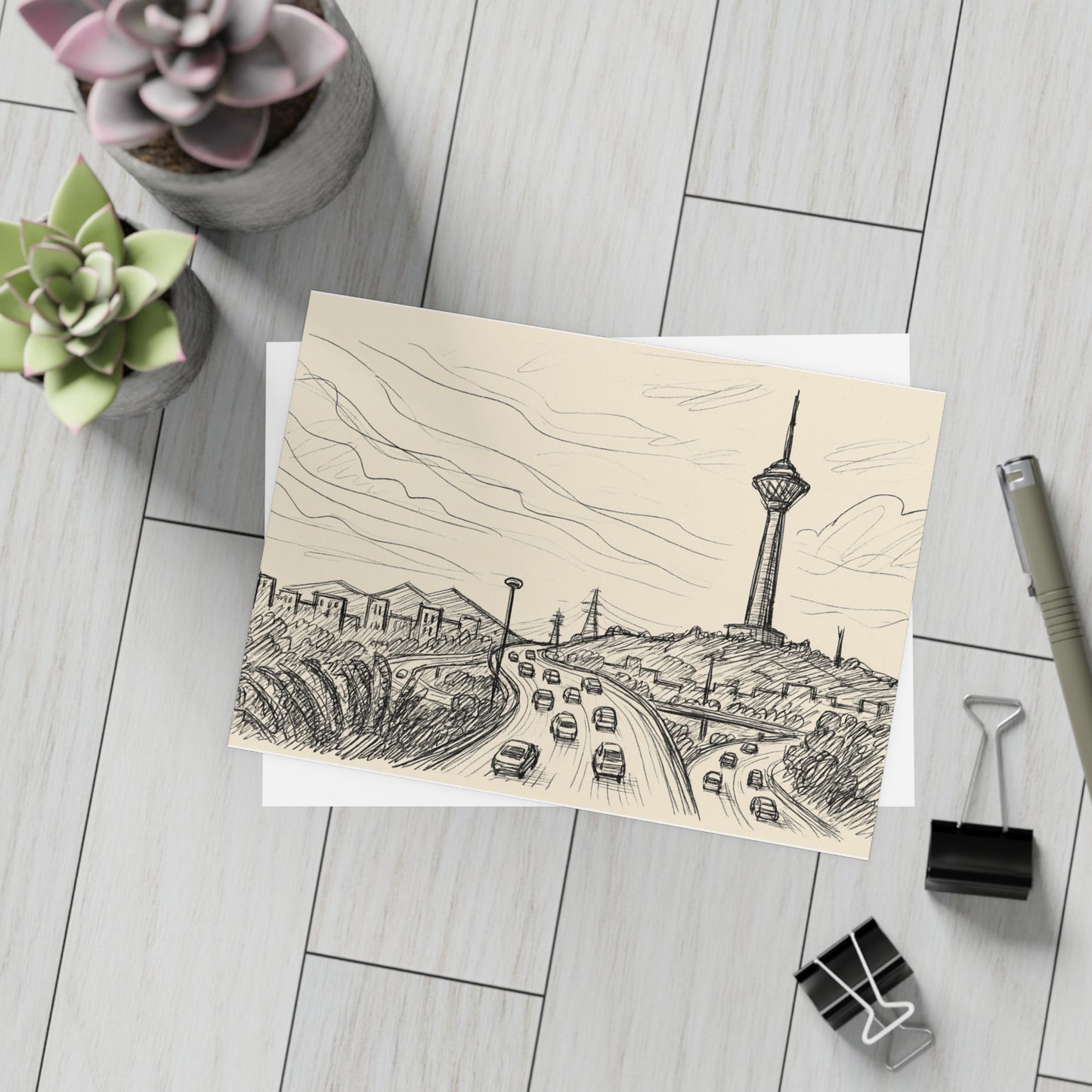Tehran Milad Tower Postcard Bundle with Envelopes