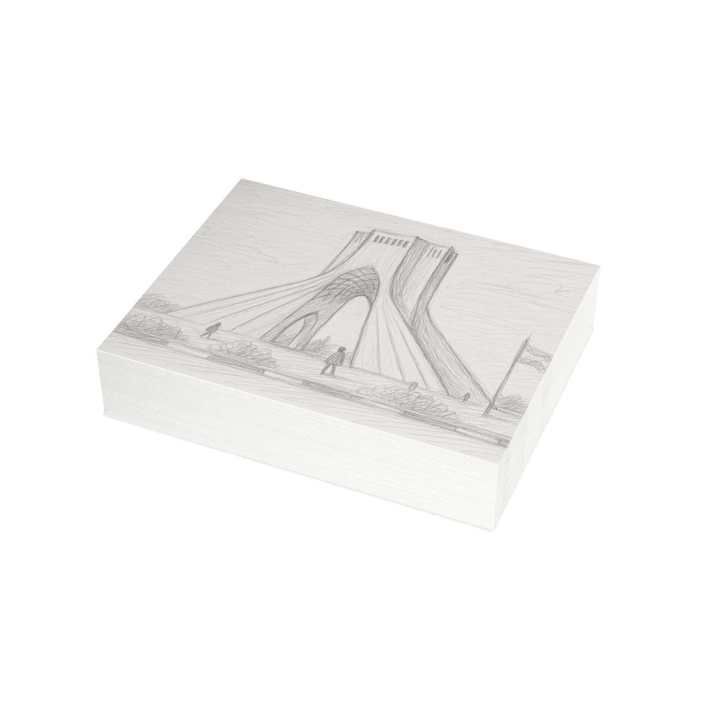 Azadi Tower Pencil Sketch Postcard Bundle with Envelopes