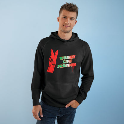 Peace & Freedom Hoodie — Red Victory Hand Graphic with "Now We Are Free" Text