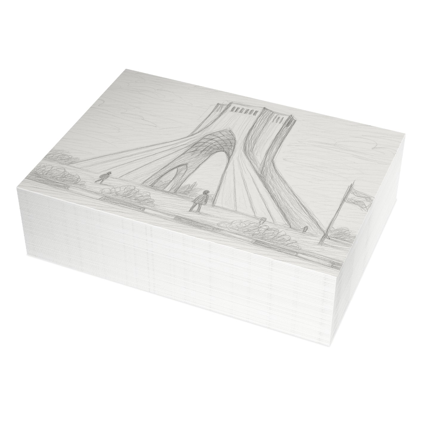 Azadi Tower Pencil Sketch Postcard Bundle with Envelopes
