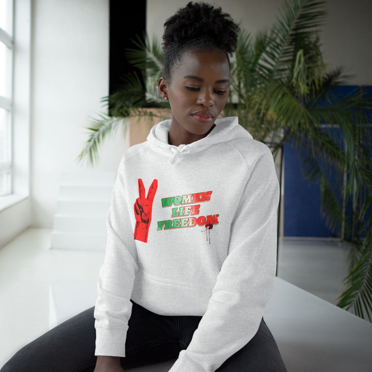Peace & Freedom Hoodie — Red Victory Hand Graphic with "Now We Are Free" Text
