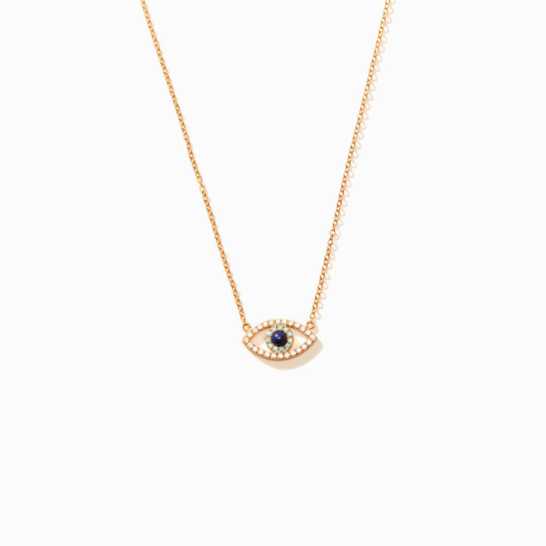 Gold Evil Eye Clavicle Necklace – Electroplated Silver