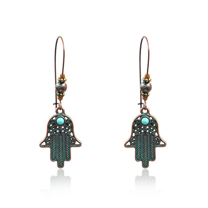 Hamsa Evil Eye Long Earrings