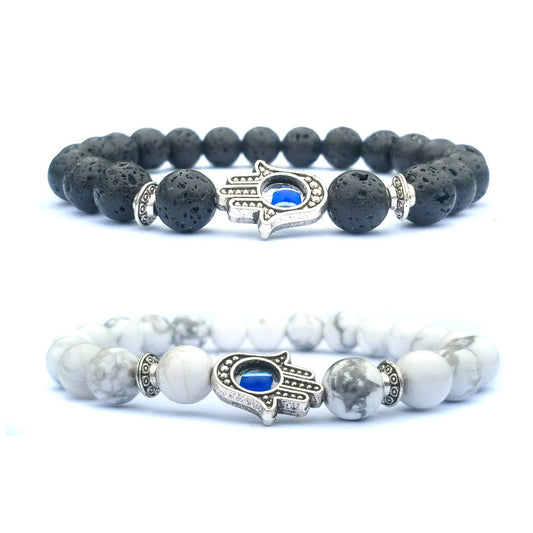 Natural Stone Hamsa Evil Eye Protection Bracelet