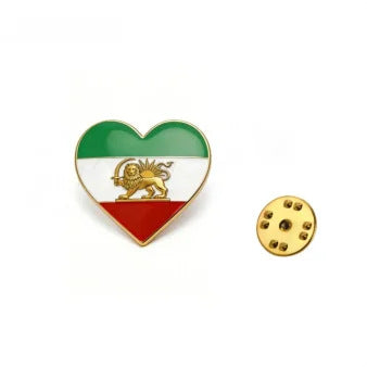 Persian Lion and Sun Symbol Brooch – Steel Lapel Pin