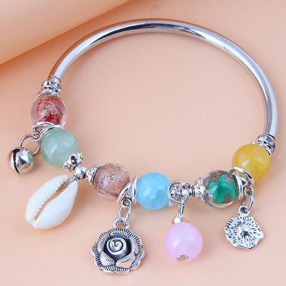 Crystal Charm Evil Eye Bangle