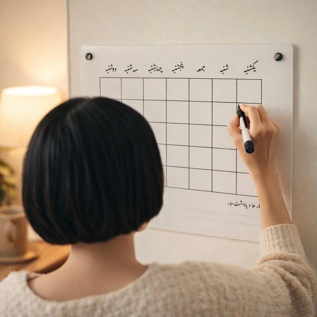 Persian Wall Calendar Dry Erase – Reusable Acrylic Monthly Planner Board (Farsi Calendar with Notes & To-Do List)