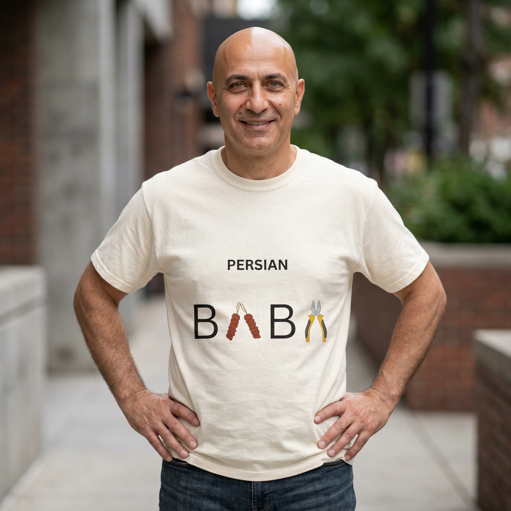 Persian Baba Father’s Day T-Shirt – Finglish Calligraphy Dad Graphic Tee for Iranian Fathers