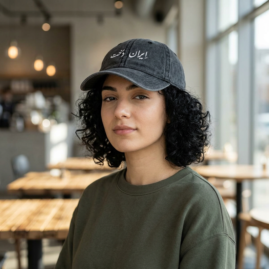 Persian Calligraphy Hat – ایران دخت Vintage Denim Cap for Iranian Women