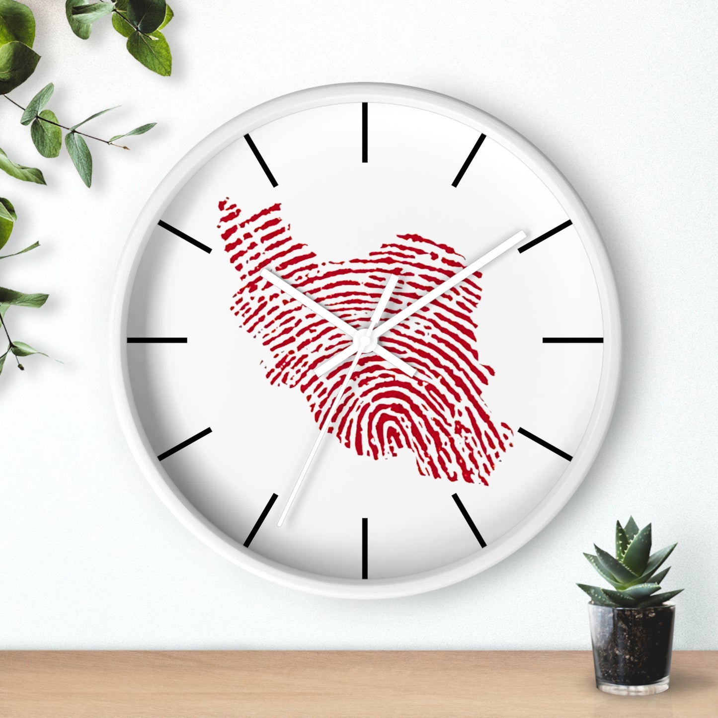 Iran Fingerprint Wall Clock – Red Iran Map Thumbprint Clock | Persian Pride Home Decor, Modern Silent Wall Clock
