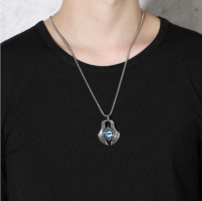 Men’s Titanium Steel Evil Eye Guardian Pendant Necklace