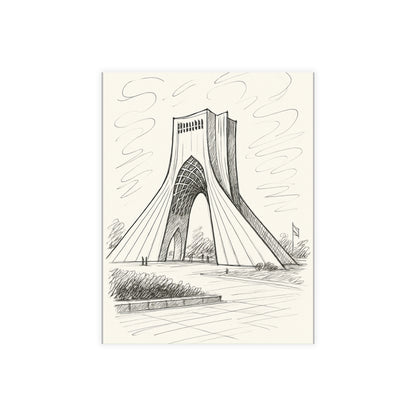 Azadi Tower Ink Line-Drawing Postcard Bundle (Envelopes Included)