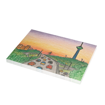 Tehran Sunset Postcard – Milad Tower Skyline (Crayon Style)