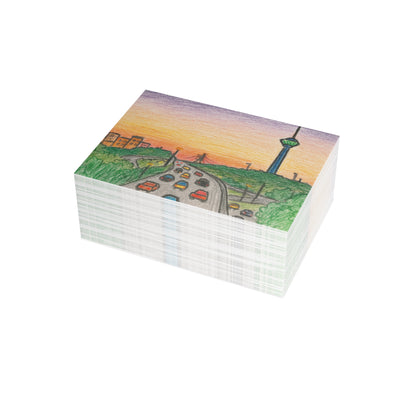 Tehran Sunset Postcard – Milad Tower Skyline (Crayon Style)