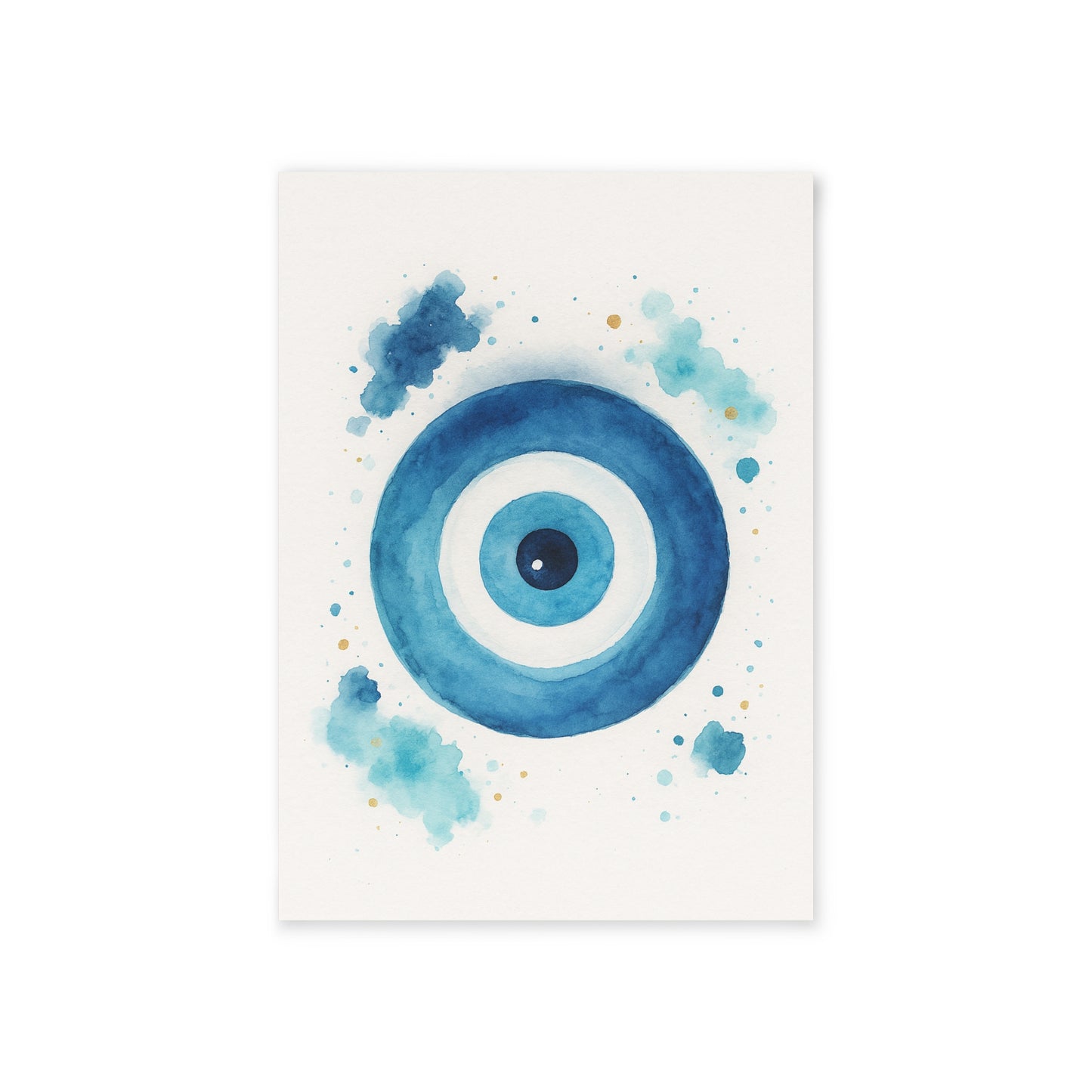 Blue Evil Eye Holiday Card — Watercolor Protective Design