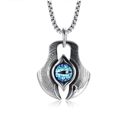 Men’s Titanium Steel Evil Eye Guardian Pendant Necklace