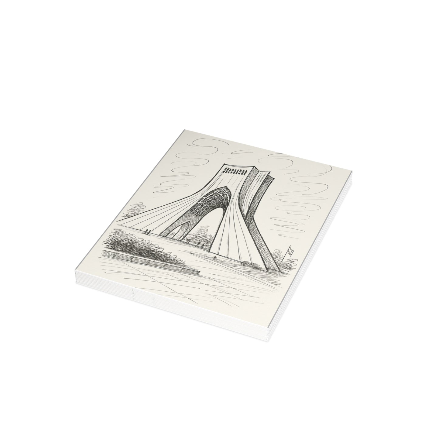 Azadi Tower Ink Line-Drawing Postcard Bundle (Envelopes Included)