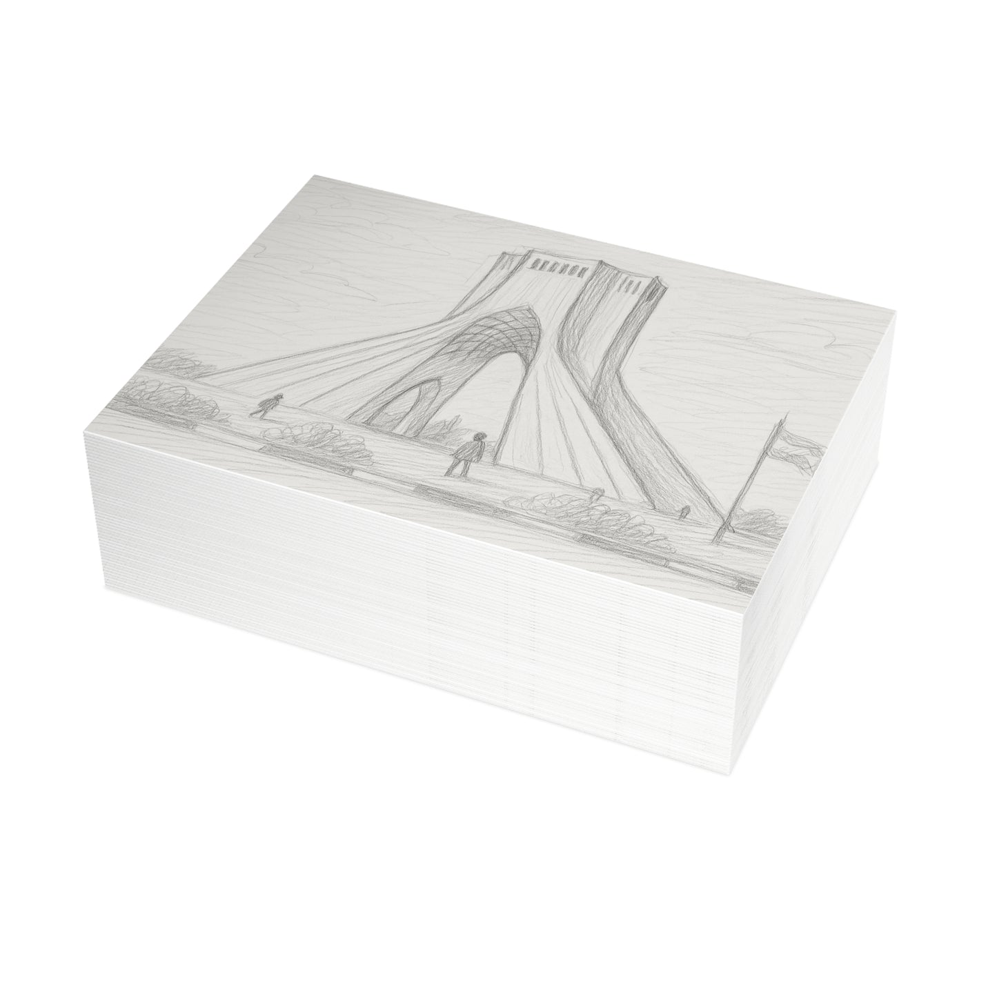 Azadi Tower Pencil Sketch Postcard Bundle with Envelopes