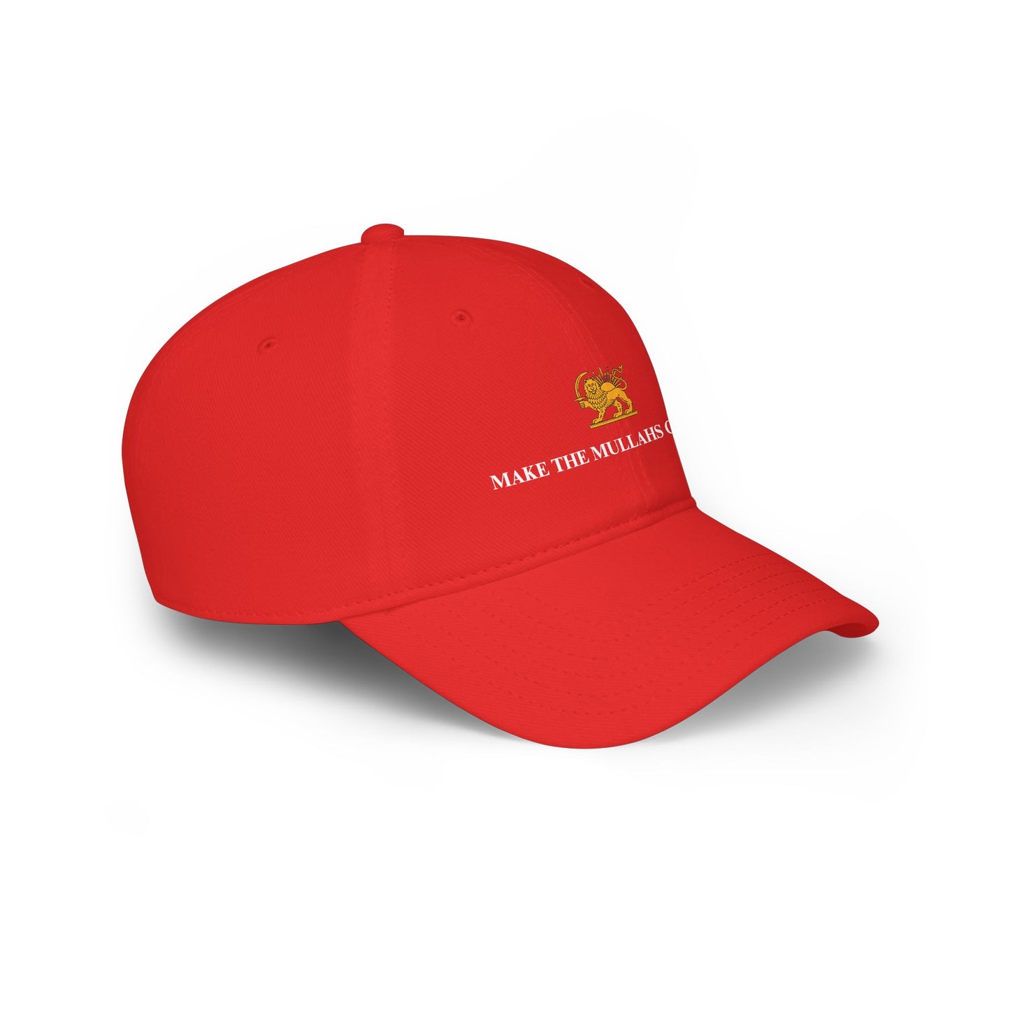 Iranian Protesting Baseball Cap — "Make The Mullahs Go Away" Red Hat