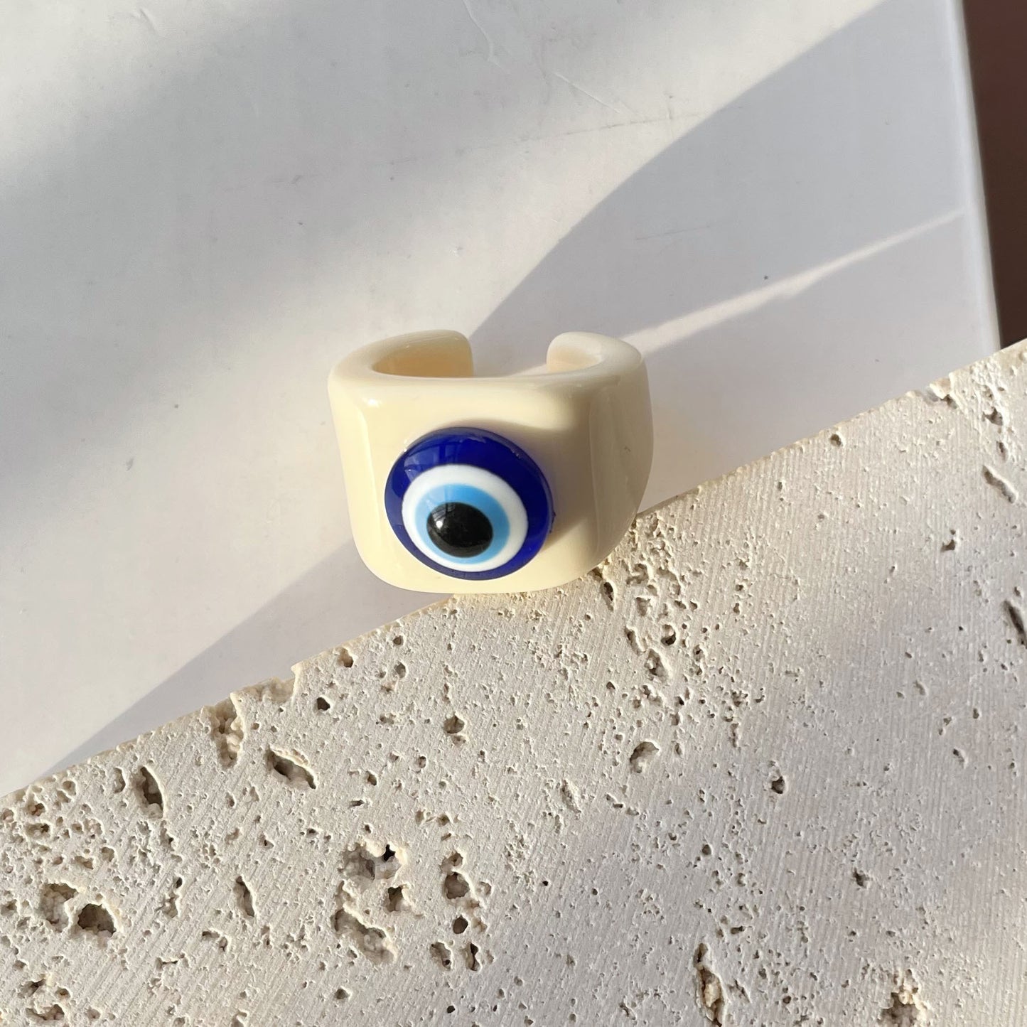 Colorful Acrylic Evil Eye Adjustable Ring