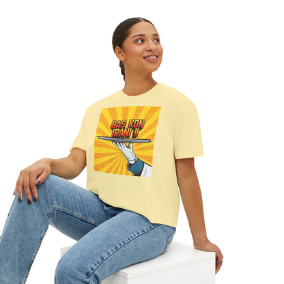 Bas Kon Iran !! / Bas Nakardi?! Graphic Women's Boxy Tee — Retro Pop Art Slogan Shirt