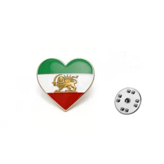 Persian Lion and Sun Symbol Brooch – Steel Lapel Pin