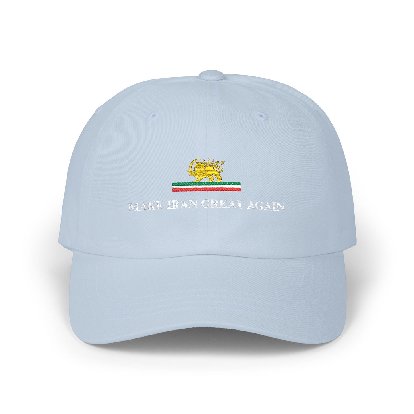 Classic Dad Cap — Lion & Tricolor Stripe Embroidered Hat