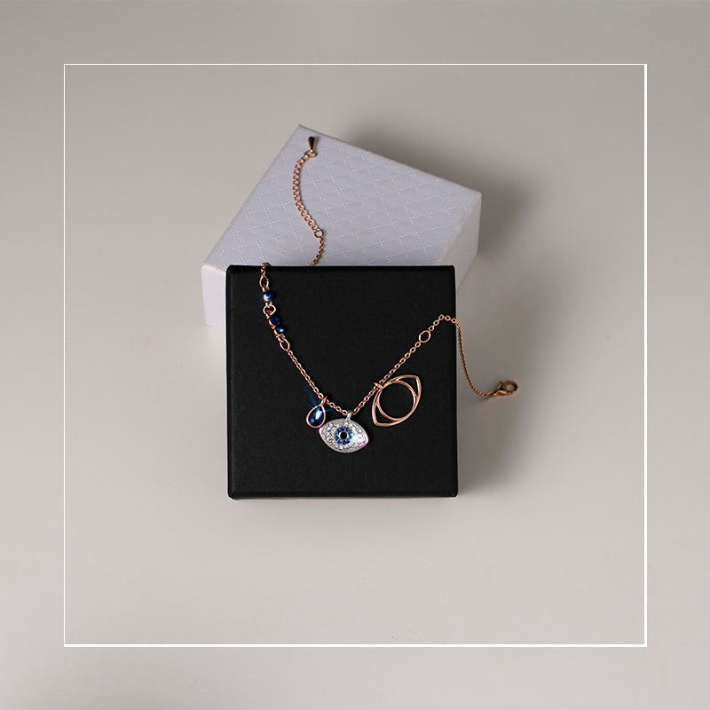 Simple Rose Gold Evil Eye Anklet