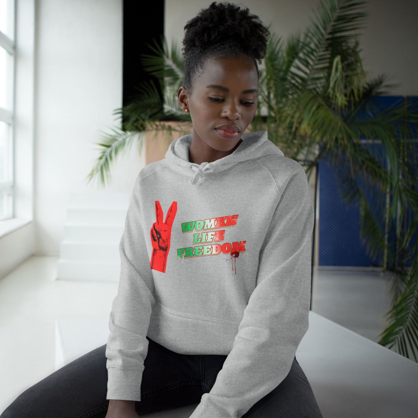 Peace & Freedom Hoodie — Red Victory Hand Graphic with "Now We Are Free" Text