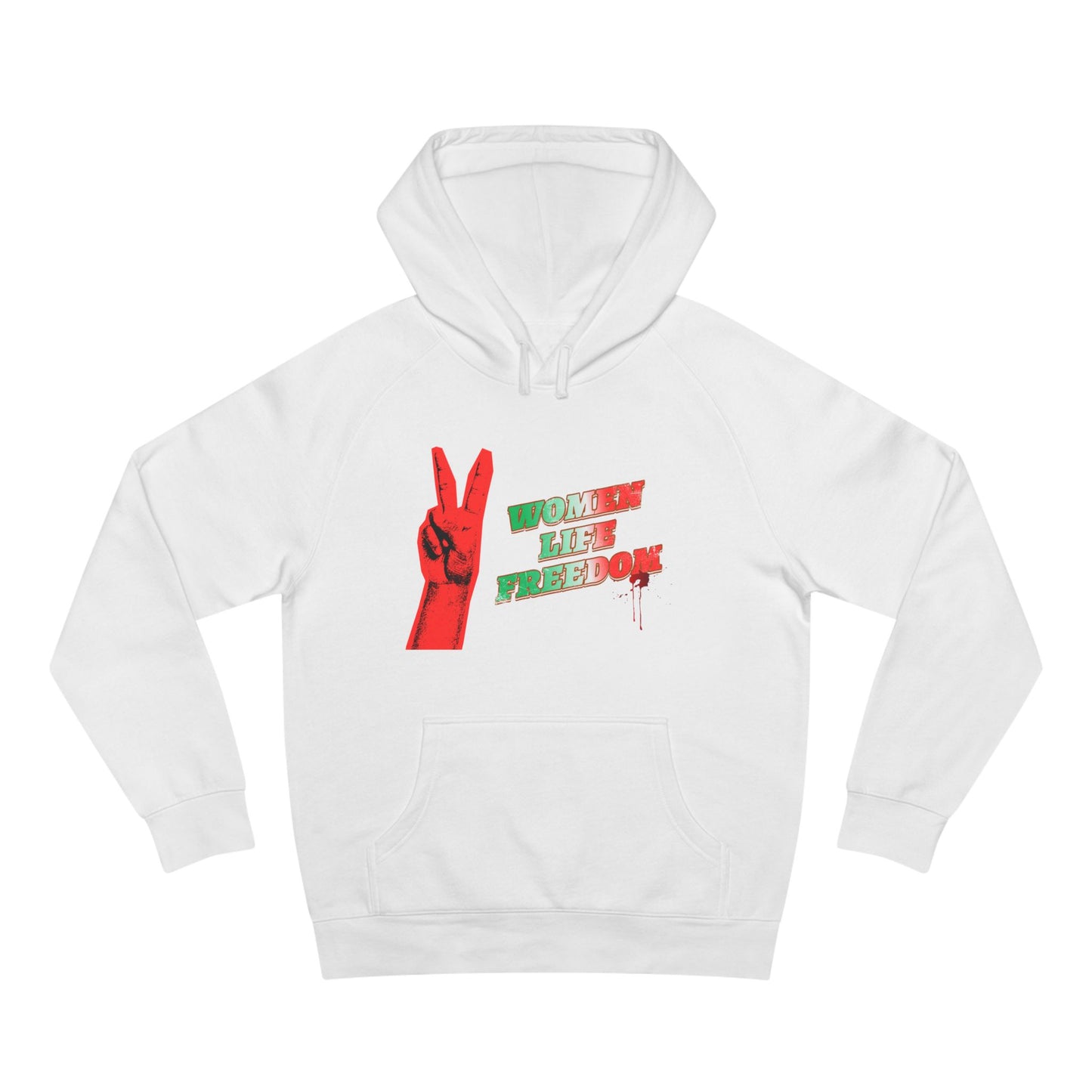 Peace & Freedom Hoodie — Red Victory Hand Graphic with "Now We Are Free" Text