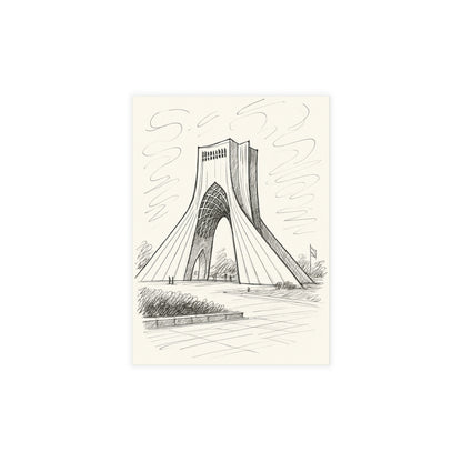 Azadi Tower Ink Line-Drawing Postcard Bundle (Envelopes Included)