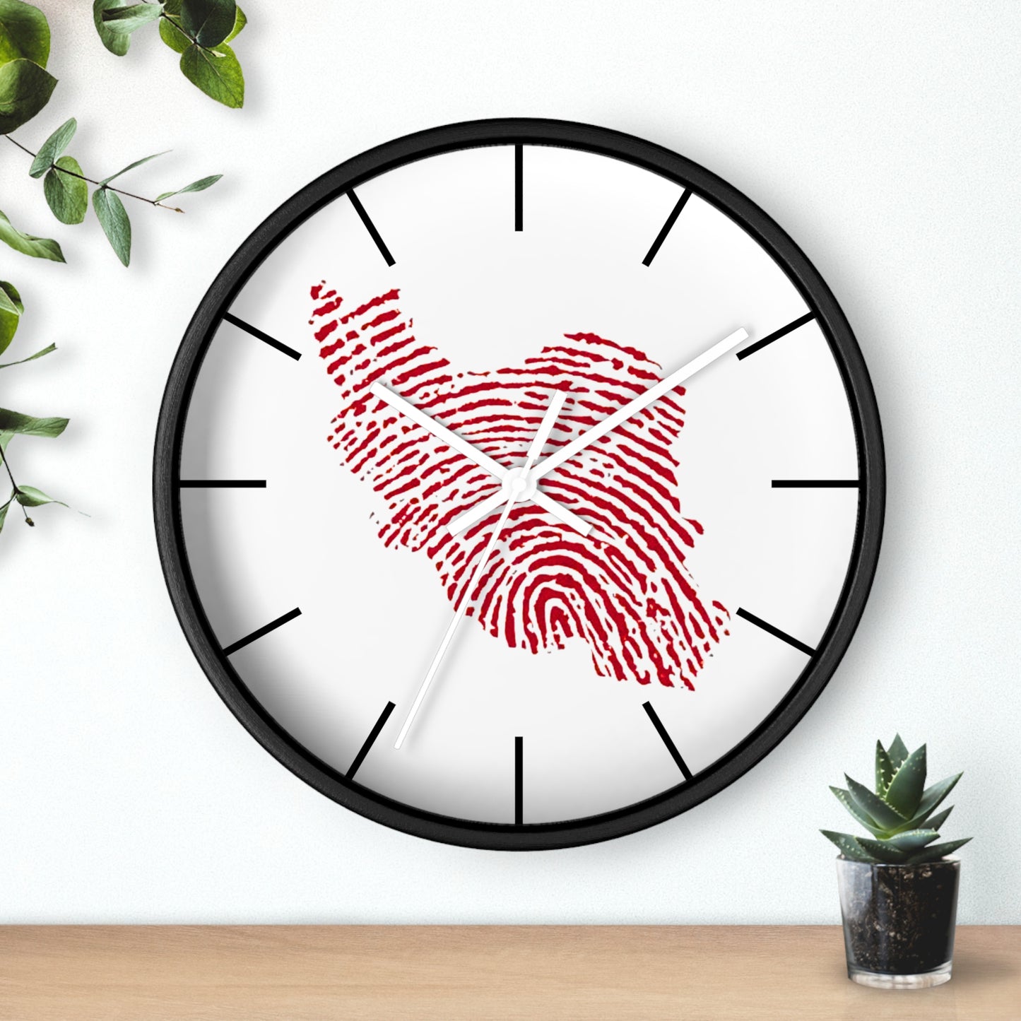 Iran Fingerprint Wall Clock – Red Iran Map Thumbprint Clock | Persian Pride Home Decor, Modern Silent Wall Clock