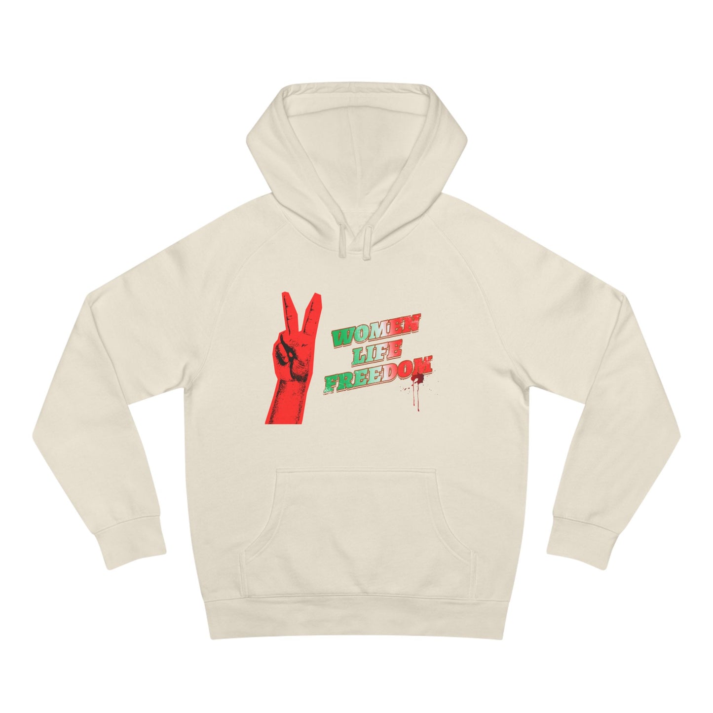 Peace & Freedom Hoodie — Red Victory Hand Graphic with "Now We Are Free" Text