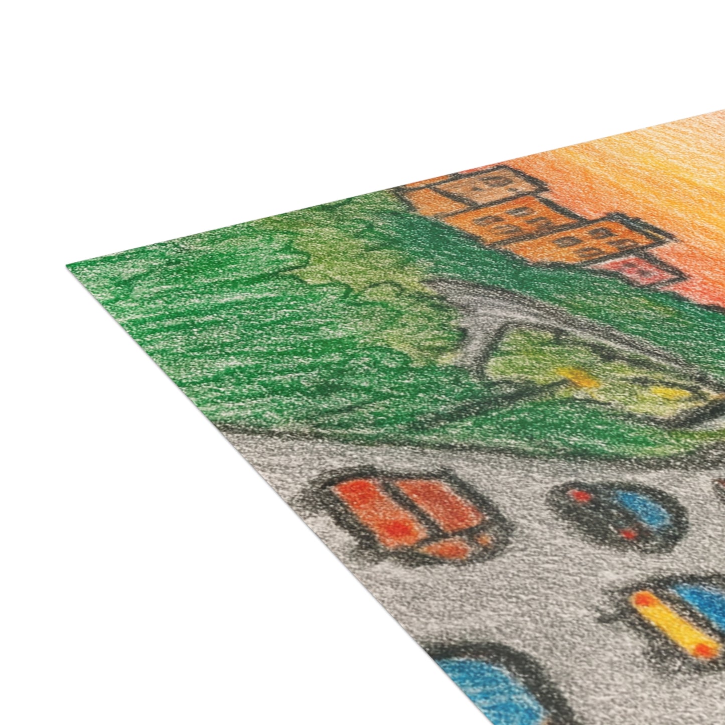 Tehran Sunset Postcard – Milad Tower Skyline (Crayon Style)