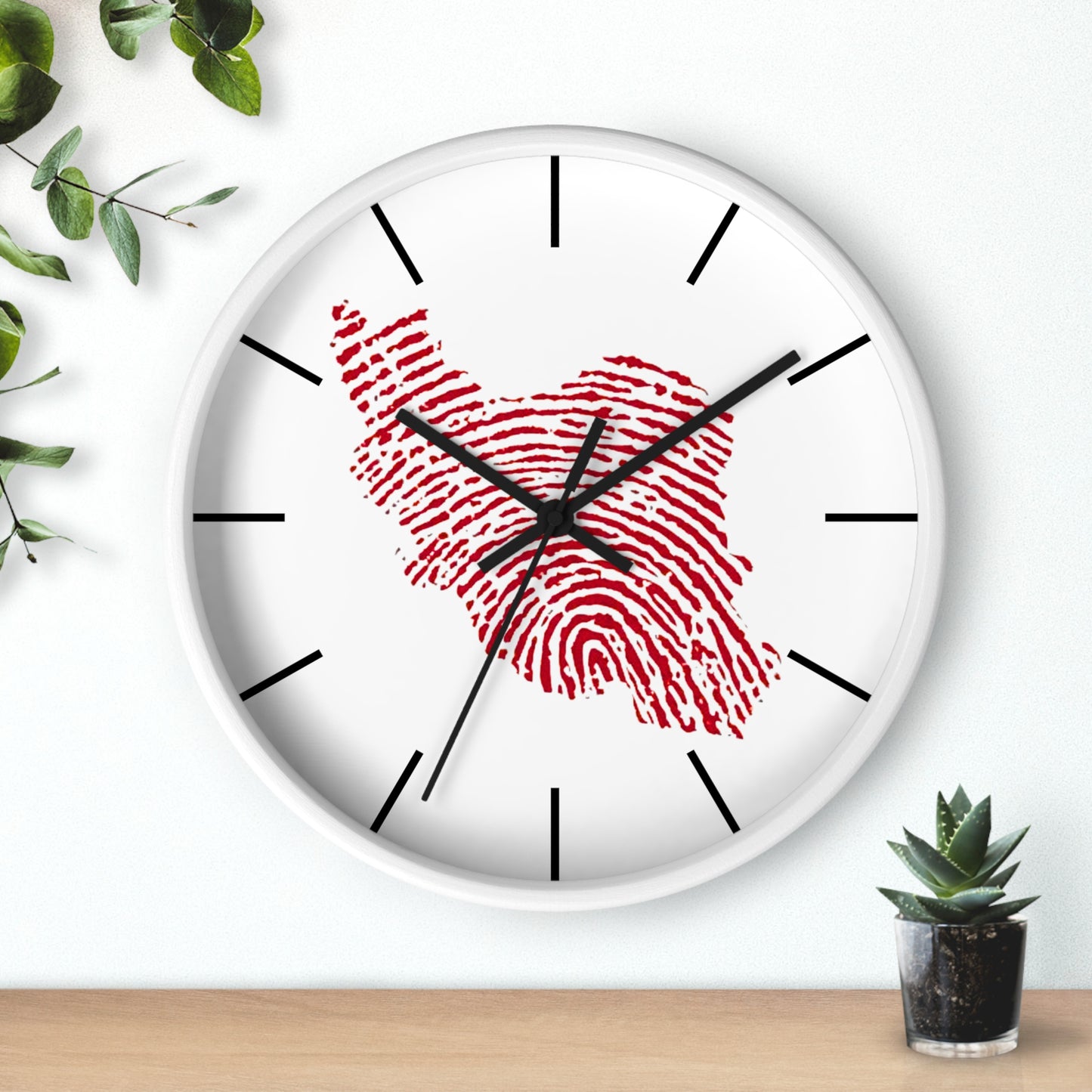 Iran Fingerprint Wall Clock – Red Iran Map Thumbprint Clock | Persian Pride Home Decor, Modern Silent Wall Clock